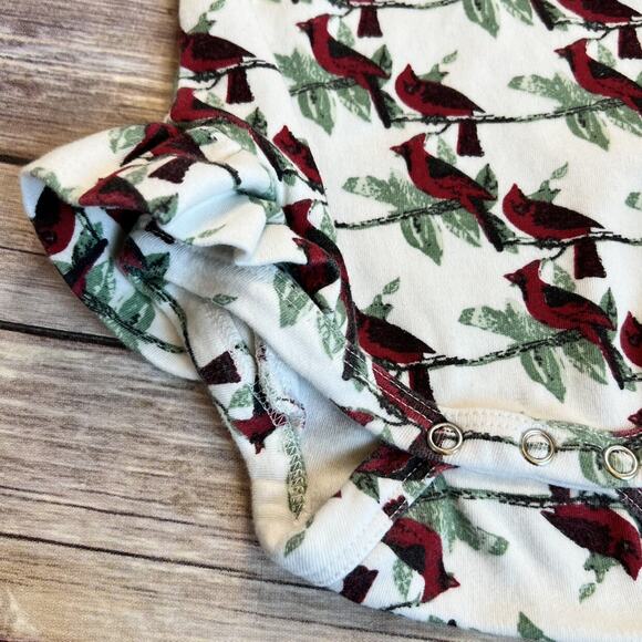 Kate Quinn Organic Cardinal Print Winter Ruffle Bodysuit 12-18m - Picture 3 of 8